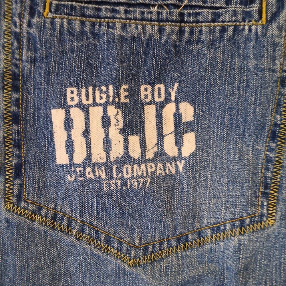 Bugle Boy Blue Denim Jean Shorts, Men’s Sz 38x13 Wide Leg Baggy Skater Hip Hop - Picture 3 of 6